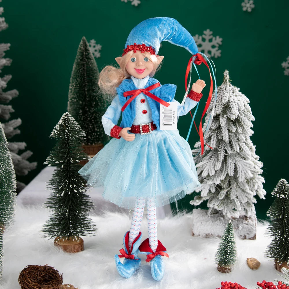 Elfo Decorativo para Shopping, Elfo Estatueta Pelúcia Artesanal Natal Vermelho, Verde, Rosa e Vinho
