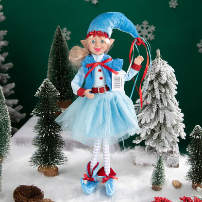 Elfo Decorativo para Shopping, Elfo Estatueta Pelúcia Artesanal Natal Vermelho, Verde, Rosa e Vinho