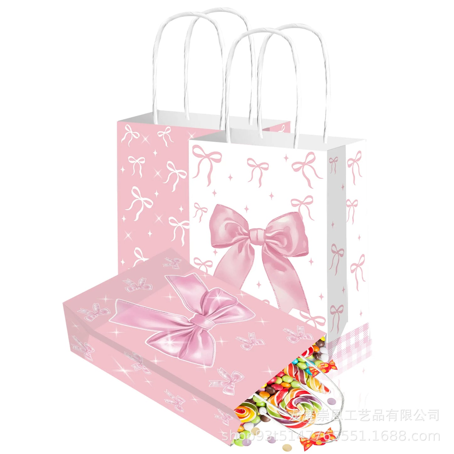 Sacolas Rosa Dia das Mães Pacote com 12 caixas de lembrancinhas de festa rosa, sacos