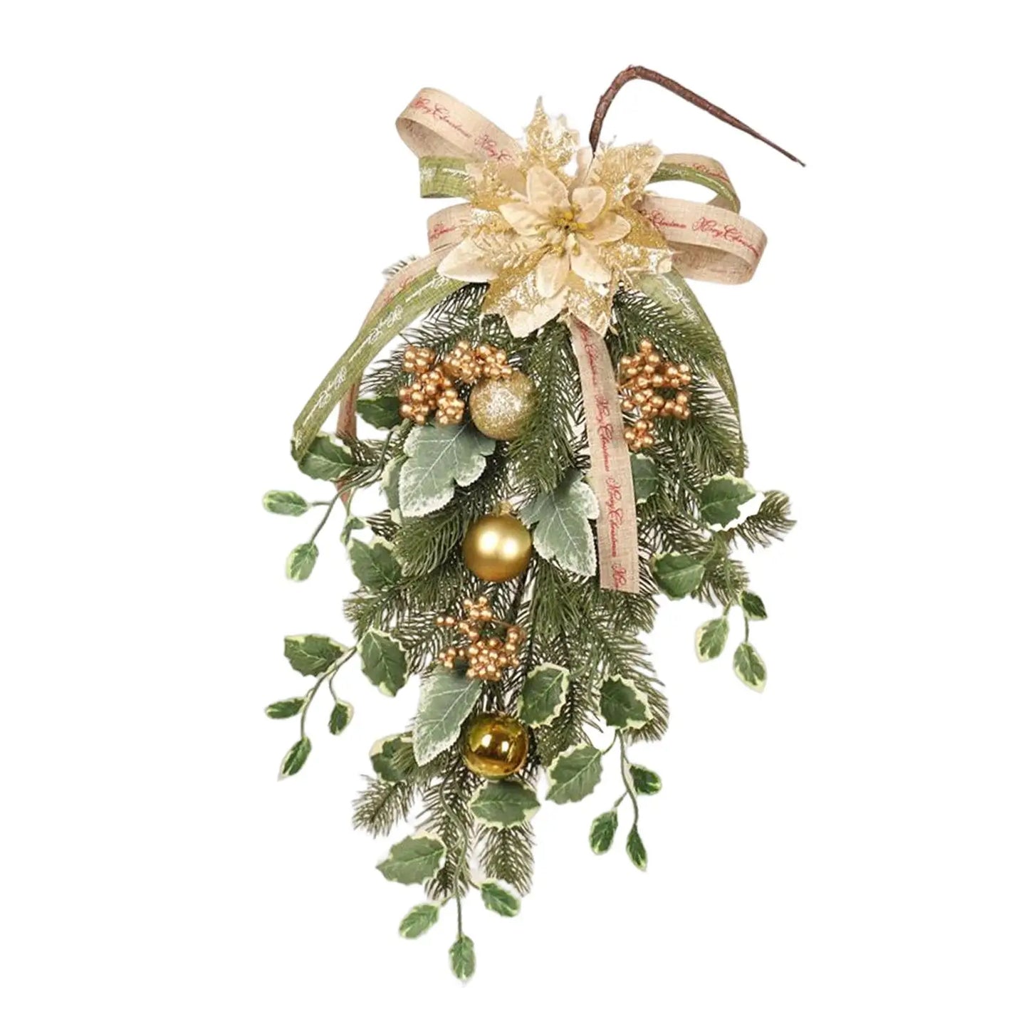Guirlandas Coroa de Natal Guirlandas Coroa dourada com formato de sino e folhas pinheiro