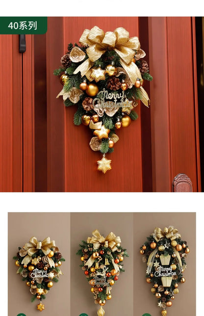 Guirlanda de Natal Nevada com Bolas Vermelhas, Pinhas e Azevinhos - Decoração Natalina