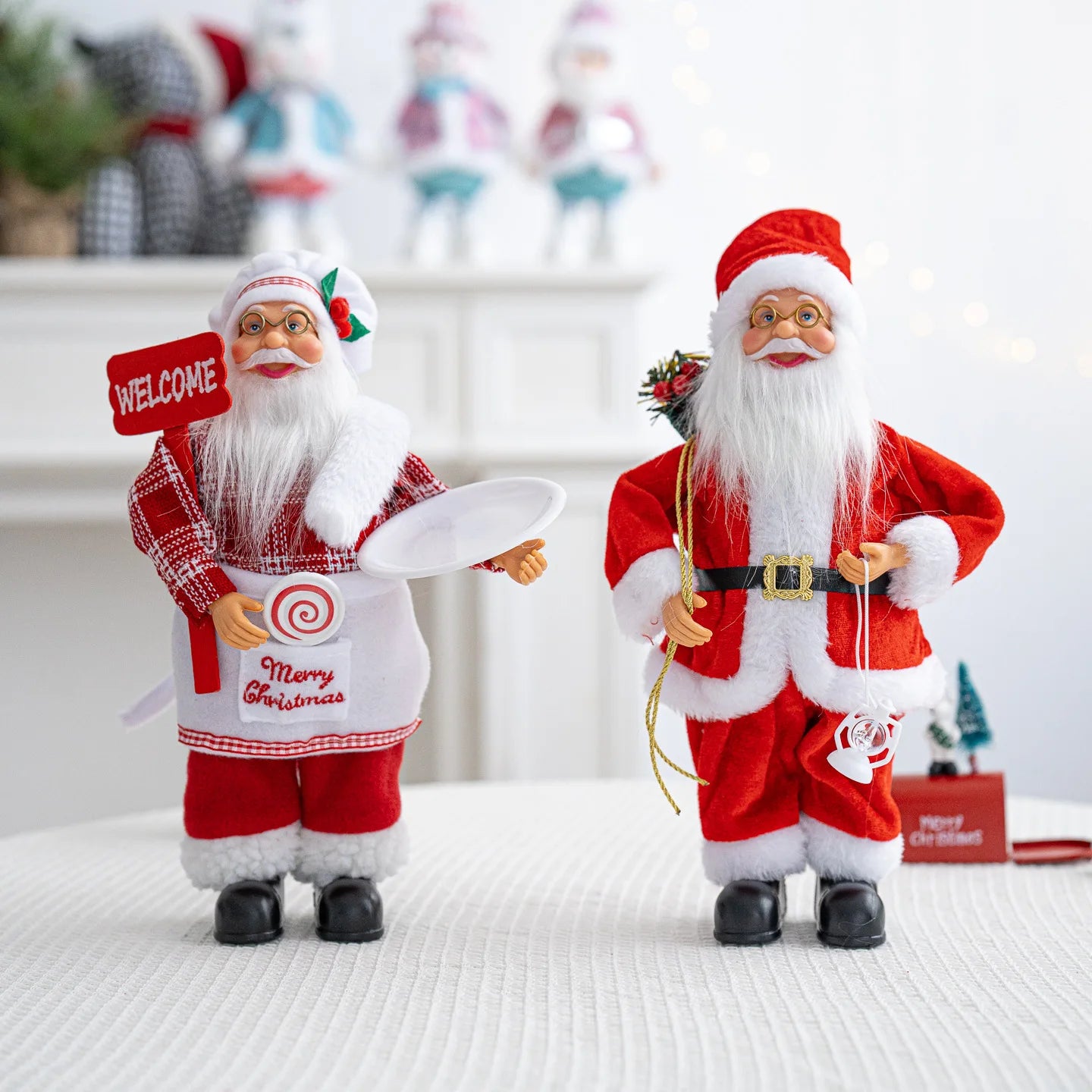 Boneco Papai Noel Lanterna Vermelho decoração de mesa de papai Noel de 30CM*11.81
