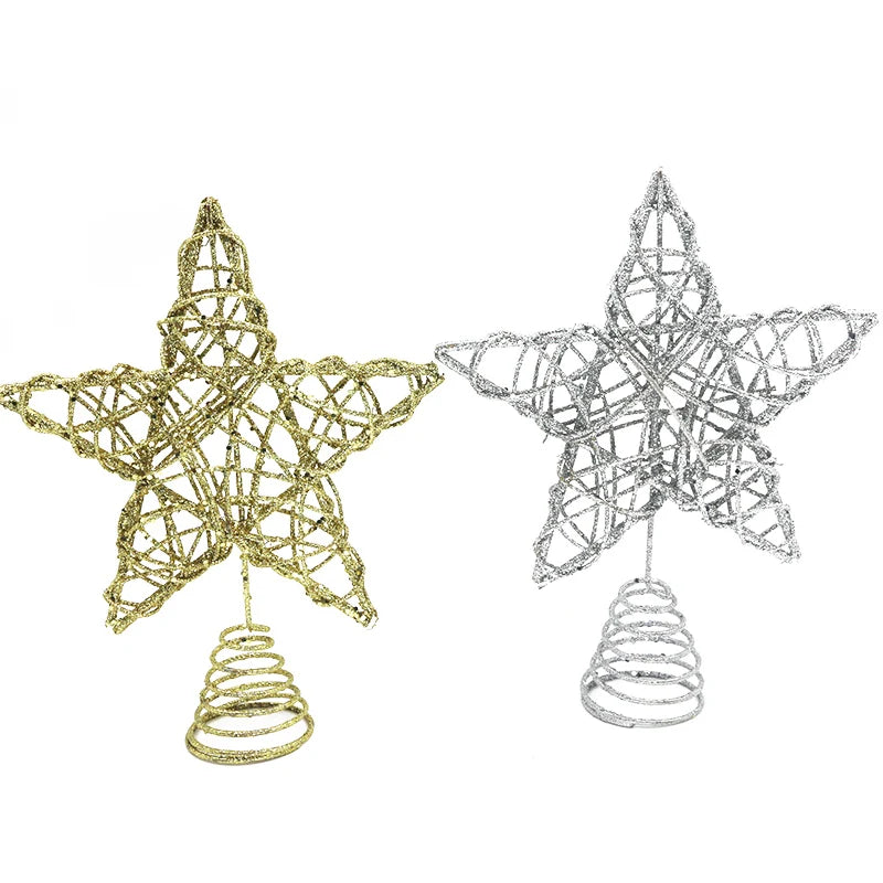 Ponteira Para Árvore De Natal Estrela Rose Com Glitter