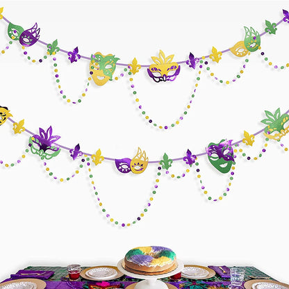 3 peças banner de serapilheira carnaval roxo amarelo verde glitter  guirlanda