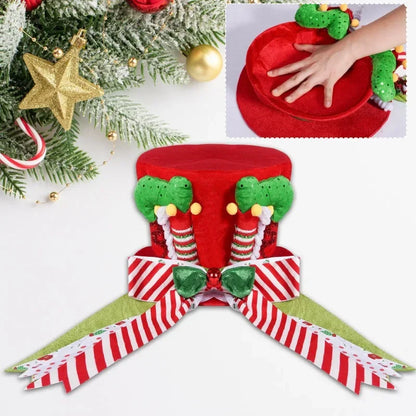 Ponteira Natal Premium Ponteira Decorativa Árvore de Natal, Enfeite Árvore Natalina Chapéu Vermelho Bengalas