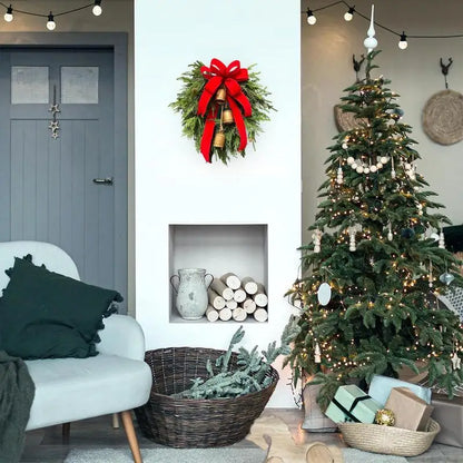 Guirlanda de Natal artificial verde de 19 polegadas com sino