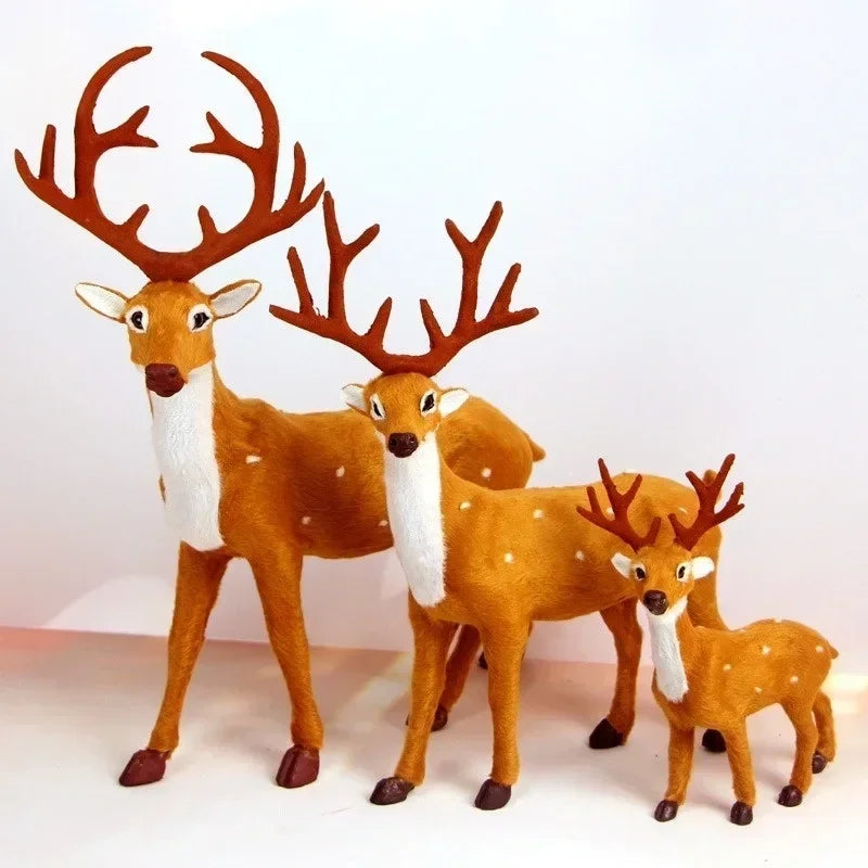 Rena de Natal Adorável Alce Escultura de Natal Design Realista Mini Enfeites de Veado