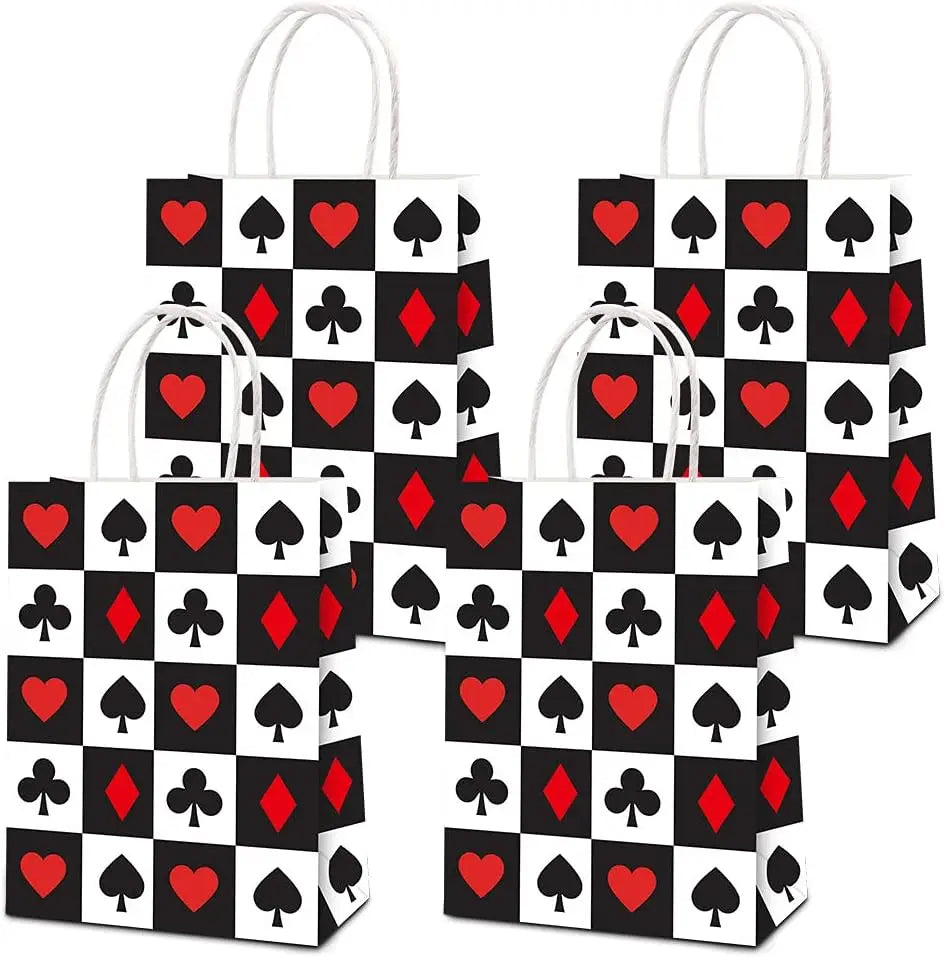 Bandejas de comida de papel festa de cassino, preto, vermelho, estampado e descartável