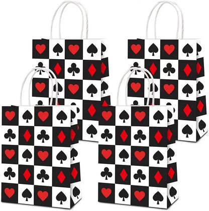 Bandejas de comida de papel festa de cassino, preto, vermelho, estampado e descartável