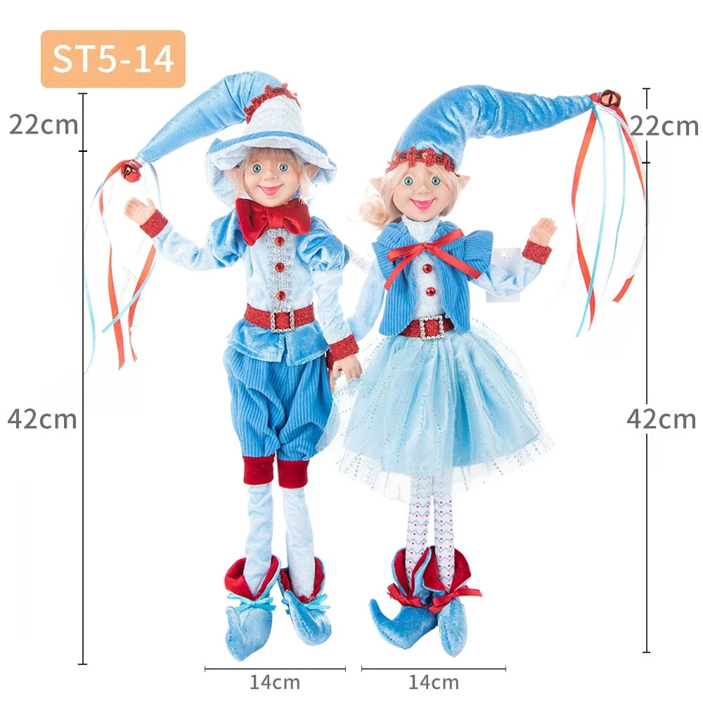 Conjunto de 2 elfos de Natal de 66 cm, adorável elfos vermelhos e verdes para pendurar