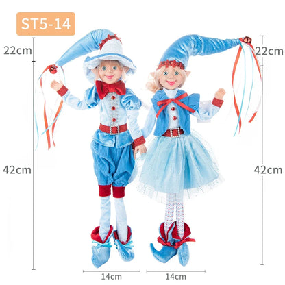 Conjunto de 2 elfos de Natal de 66 cm, adorável elfos vermelhos e verdes para pendurar