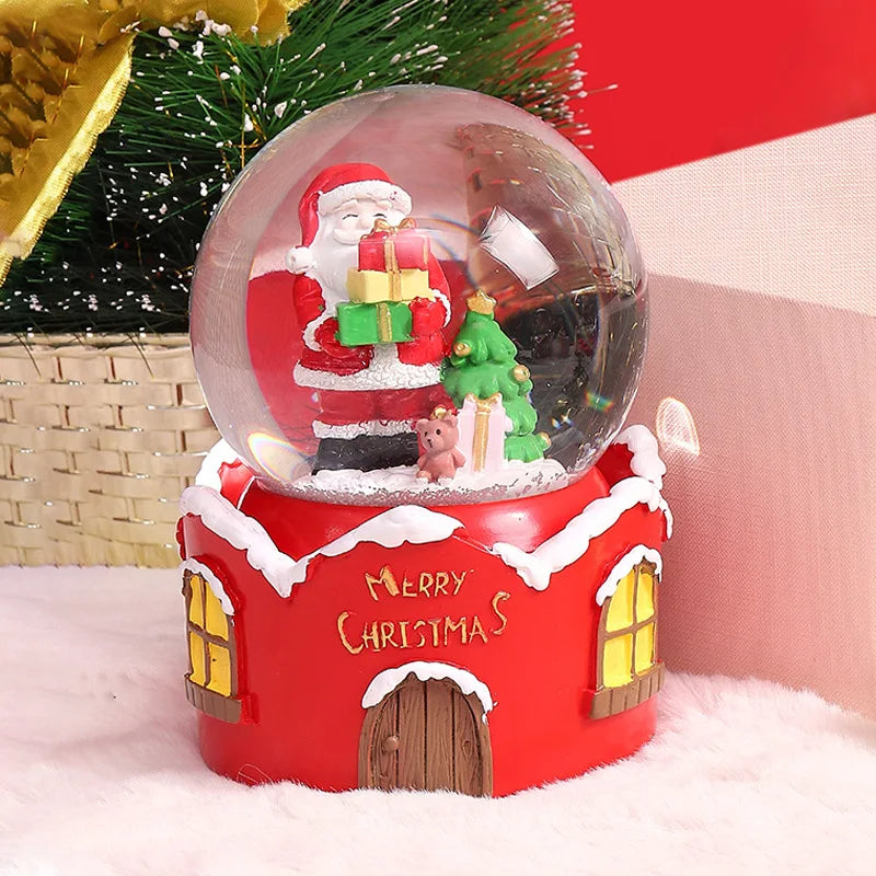 Globo de Neve de Natal, Bola de Cristal Iluminada, Enfeites de Bola de Vidro, Decorações