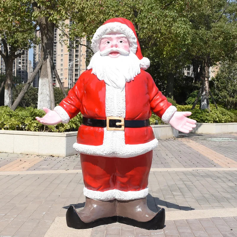 Estátua de Papai Noel em Fibra de Vidro, Boneco de Neve Decorativo Grande para Shopping