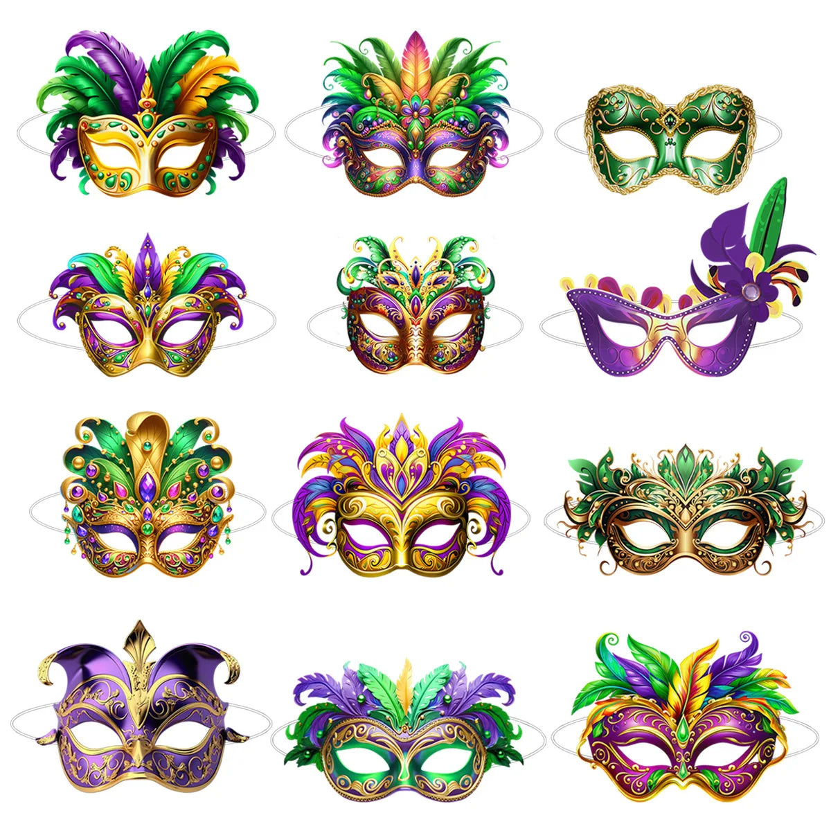 Máscara De Decoração De Festa de Papel Temática De Carnaval De Carnaval 24 peças