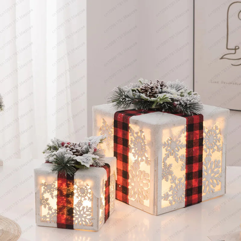 Casa Rústica Natal em Madeira Vila Natalina Led Pilha 51cm*11cm*1000cm