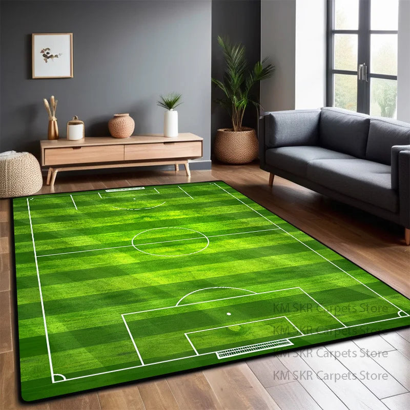 Tapete Campo de Futebol 3d Tapete de campo de futebol verde para quarto, sala de jogos