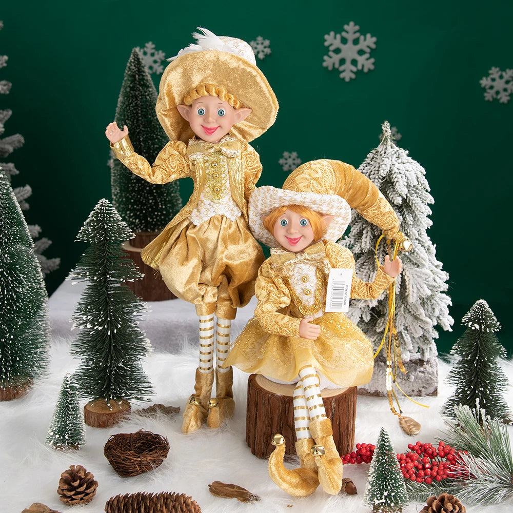 Conjunto de 2 elfos de Natal de 66 cm, adorável elfos vermelhos e verdes para pendurar