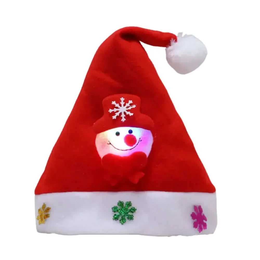 1 peças LED Light Up chapéu de Natal chapéu de malha de Natal chapéu