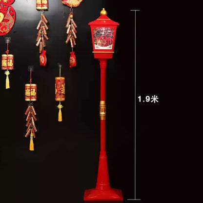 Poste lanterna natal decorativa com luz LED poste decorativo papai Noel Natal Luz e Neve