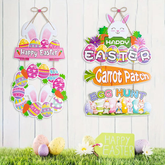 Plaquinha de Coelho Páscoa Decoração de Páscoa para Porta Interna, Design de Coelho