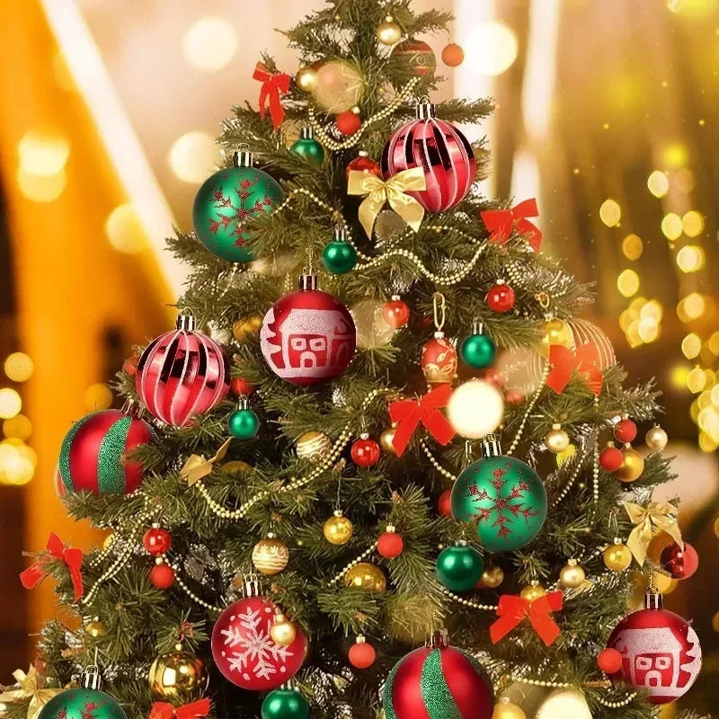 Bola Árvore de Natal Colorida Pintura 24 Peças de Enfeites de Bola de Natal, 6 cm Enfeites