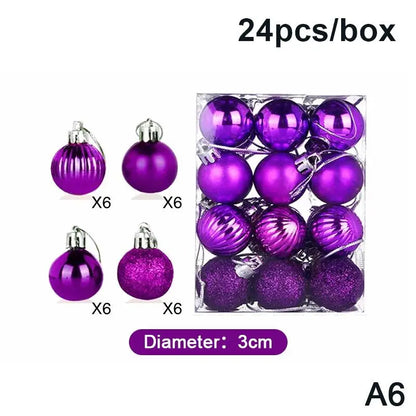 Bolas de Natal 24 Peças de Enfeites de Bola de Natal de (3cm)/6cm*6cm*6cm*6cm Natal