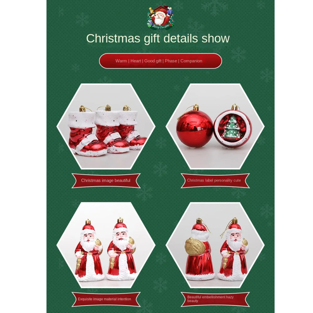 Natal 2 peças de decoração de árvore de Natal pequenas estatuetas de enfeite de Natal