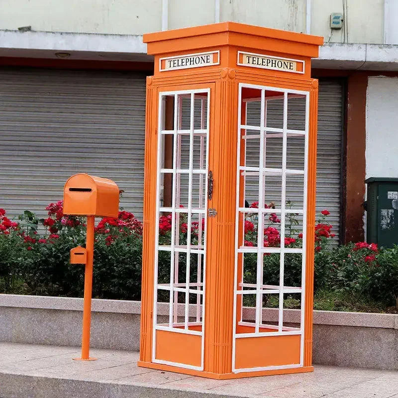 Cabine Telefônica Britânica Antigo Retro Laranja Estilo britânico antigo vintage foto cabine