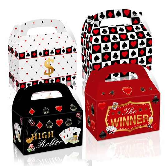 Caixas de presente de festa de pôquer para cassino, tema de jogo de pôquer e caixas