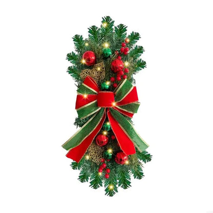 Guirlandas de Natal para corrimão de escada para porta da frente, guirlanda de LED