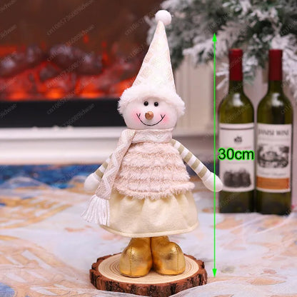 Boneco Papai Noel Figura de Papai Noel Bonita em Pé, Colecionável, Boneca de Papai Noel para Mesa de Escritório, Lantejoulas Prateadas
