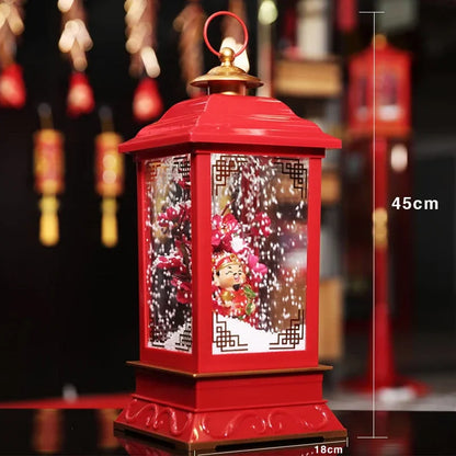 Poste lanterna natal decorativa com luz LED poste decorativo papai Noel Natal Luz e Neve