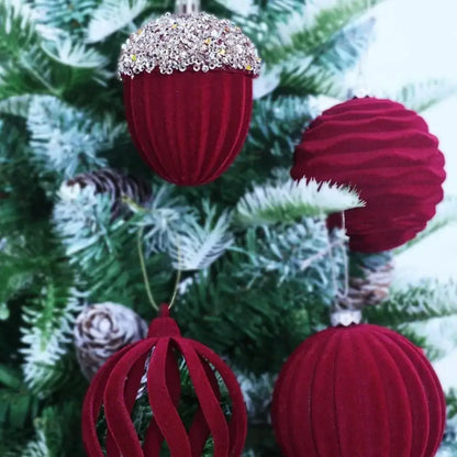 Bola de Natal Enfeites de Bolas de Natal de Veludo 4 Peças Decorativos / Tamanho: 16x8cm