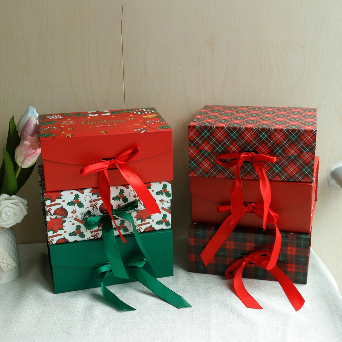 Caixa de Presente Dobrável de Natal em Papel Rígido com Tampa Caixa de Presente de Natal