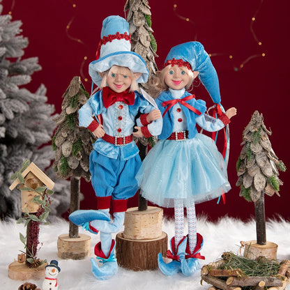 Conjunto de 2 elfos de Natal de 66 cm, adorável elfos vermelhos e verdes para pendurar