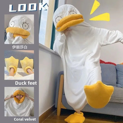 Fantasia Adulto Pintinho Pijama para Adulto - Traje Cosplay de Pelúcia Pato Flanela Traje