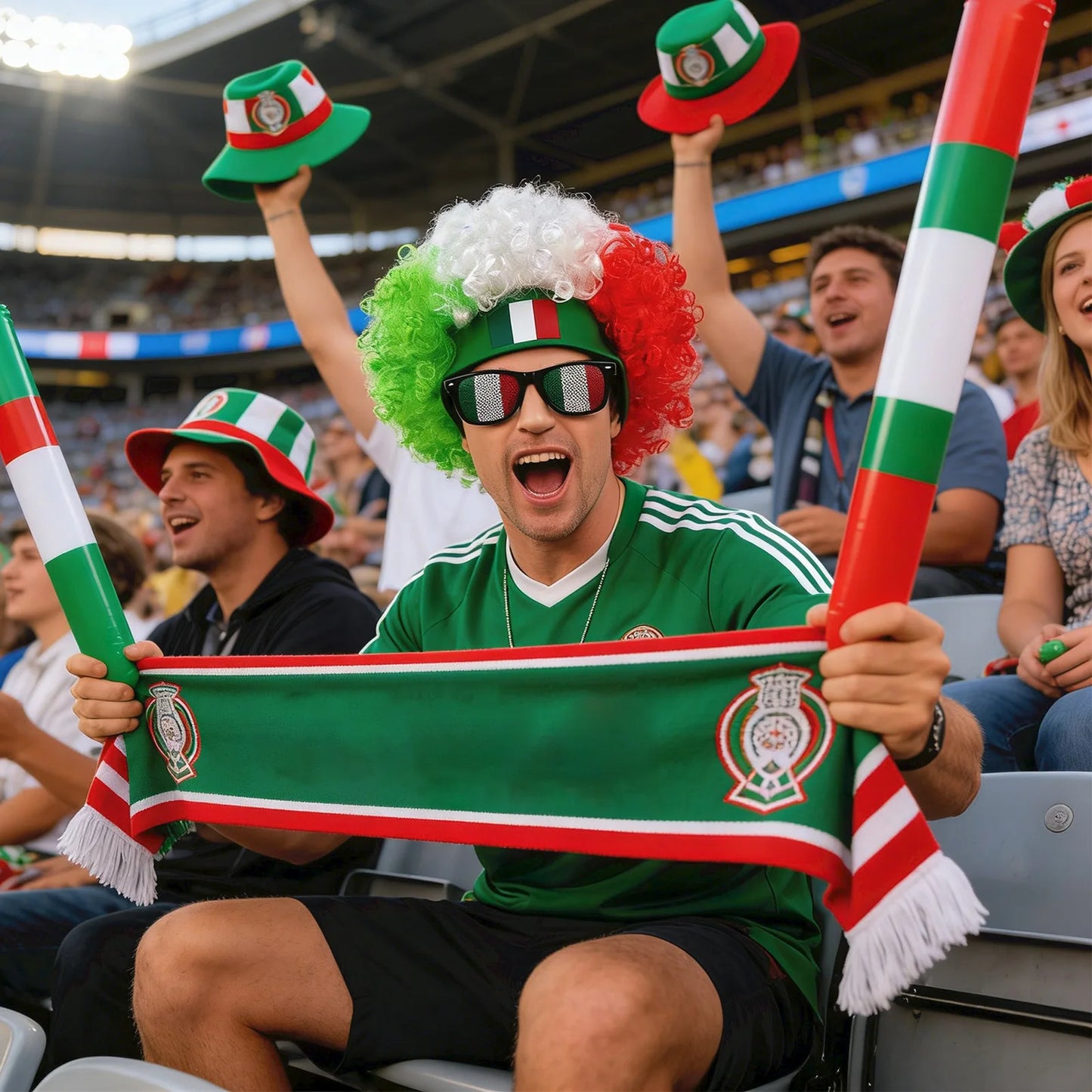 Kits Torcedor Copa do Mundo 2 peças Torcida Kit Torcedor Óculos e Peruca Copa Mundo