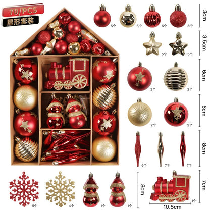 Bolas Natal Diversificados Conjunto de 72 peças de Enfeites de Bolas de Natal Clássico