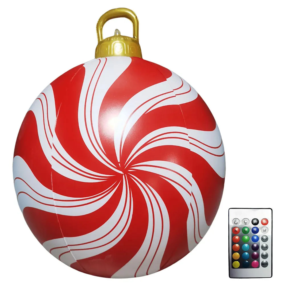 Grandes Bolas Infláveis de Natal, 24", Bola Inflável Gigante de PVC Decorada Natal e Bola