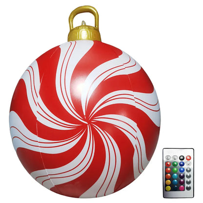 Grandes Bolas Infláveis de Natal, 24", Bola Inflável Gigante de PVC Decorada Natal e Bola