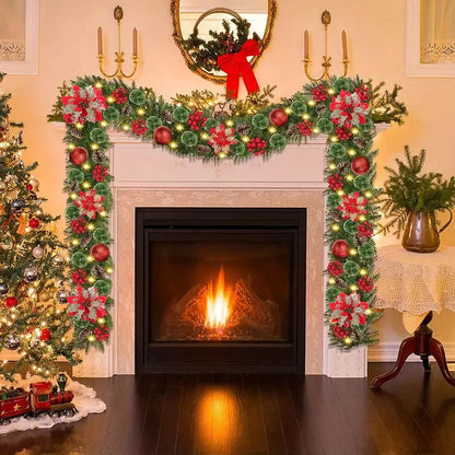 Guirlanda de Natal, guirlanda de Natal festão com laços, guirlanda de porta para paredes