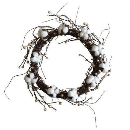 Guirlanda de flores de algodão seco, guirlanda de Natal, pingente de porta, decoração