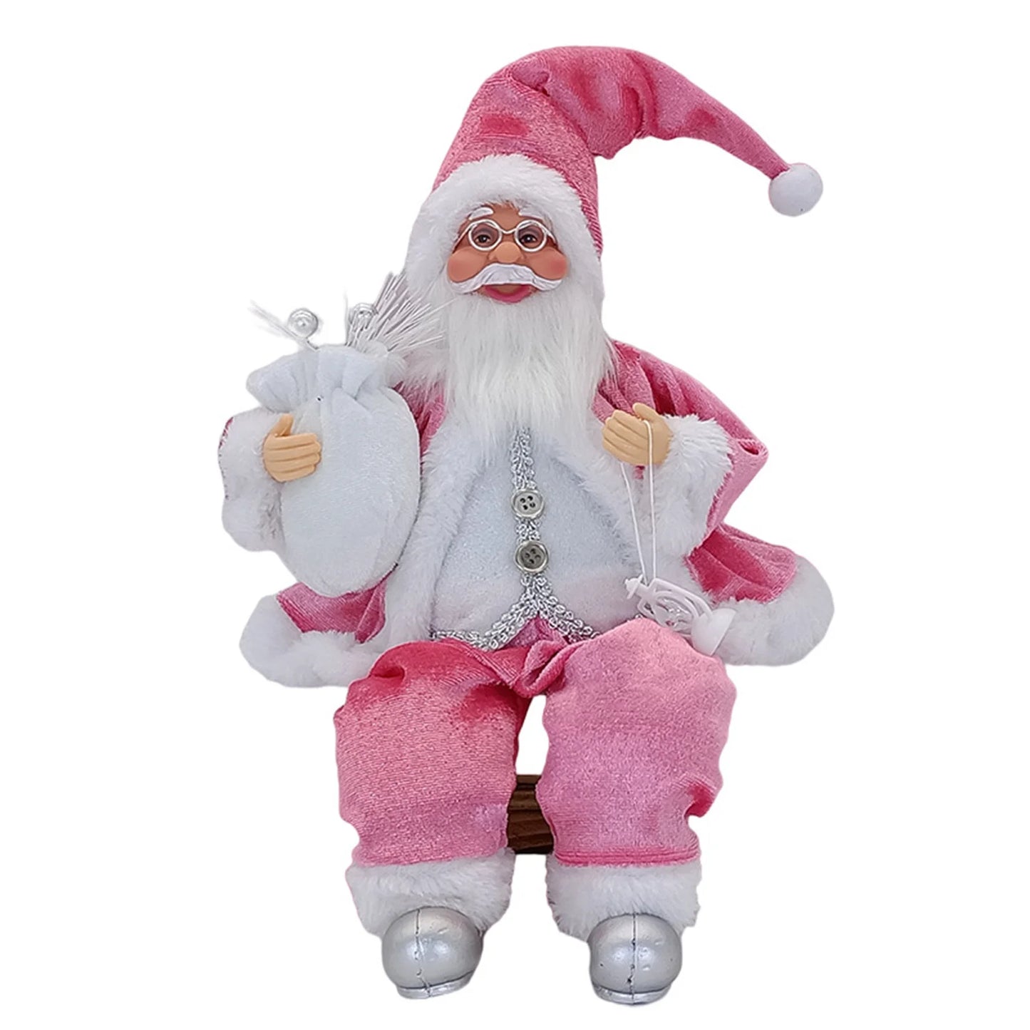 Boneco Papai Noel Casaco 30cm Enfeite Natalino Luxo Decoração Premium