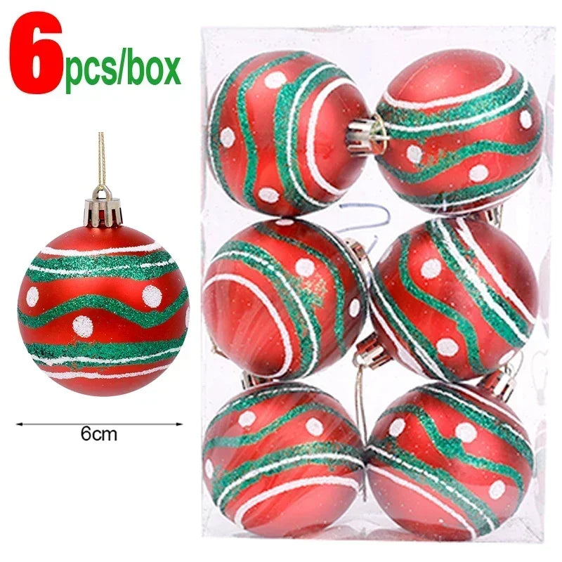 Bola Árvore de Natal Colorida Pintura 24 Peças de Enfeites de Bola de Natal, 6 cm Enfeites