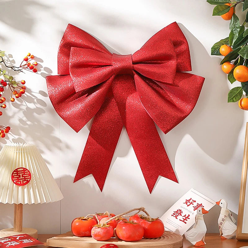 Laço Grande Natal Luxo Glitter 30/50/75cm Para Decoração - Cor Vermelho