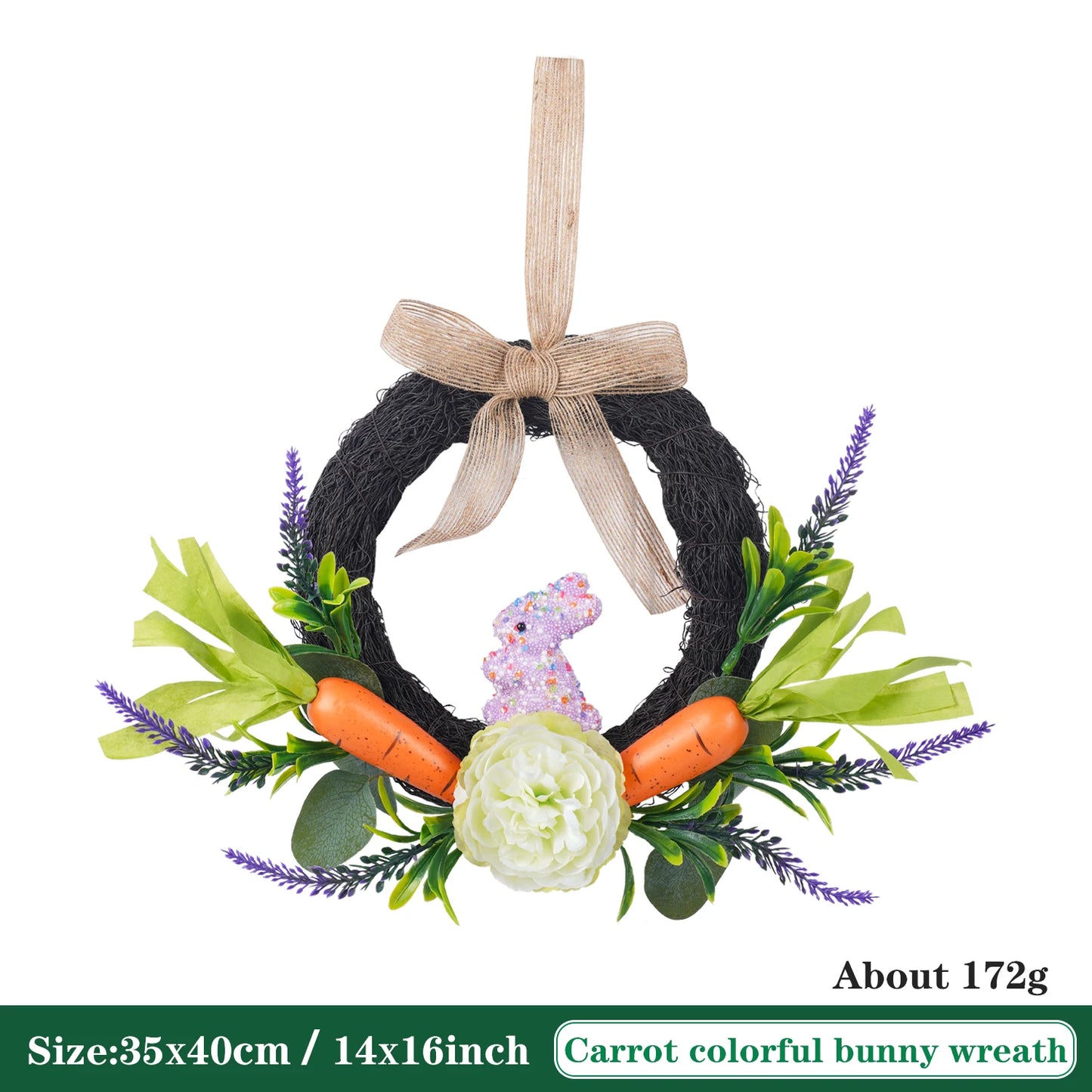 Guirlanda grande de coelho da páscoa decoração de janela guirlanda em forma de coelho