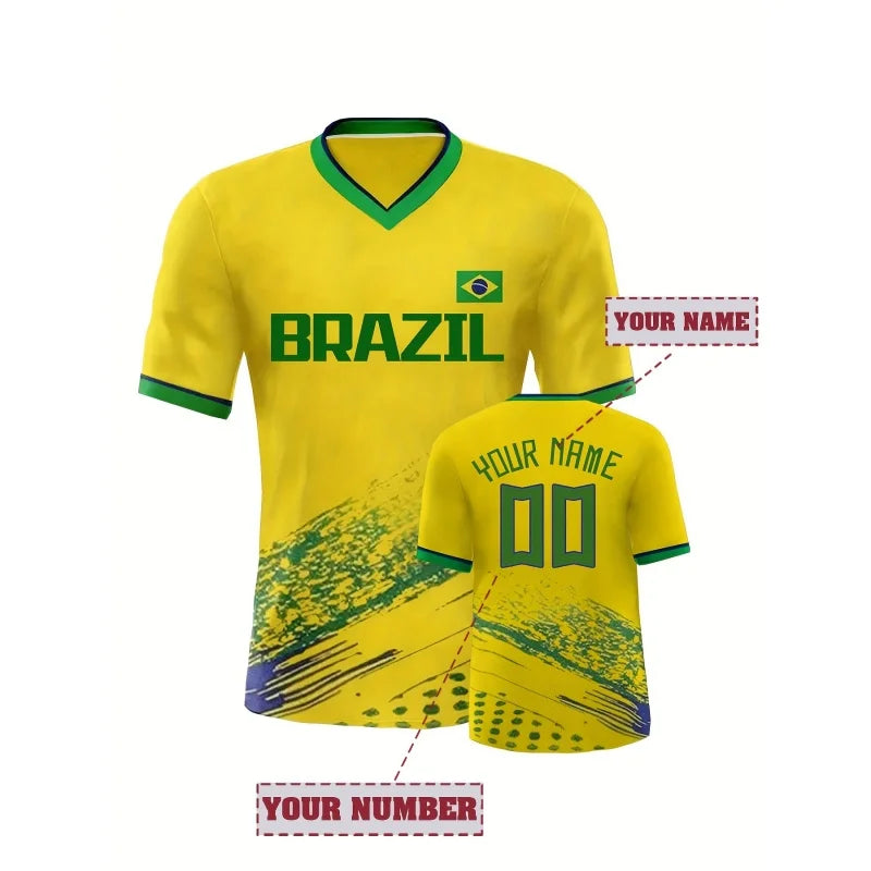 Camisa de Futebol Copa do Mundo para Homens e Mulheres 10 Pele Brasil Adulto Futebol