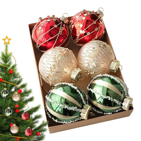 Bolas de Natal 6 Peças de Bolas de Natal de 6 cm Verde Vermelhão Brilhante Pendurar