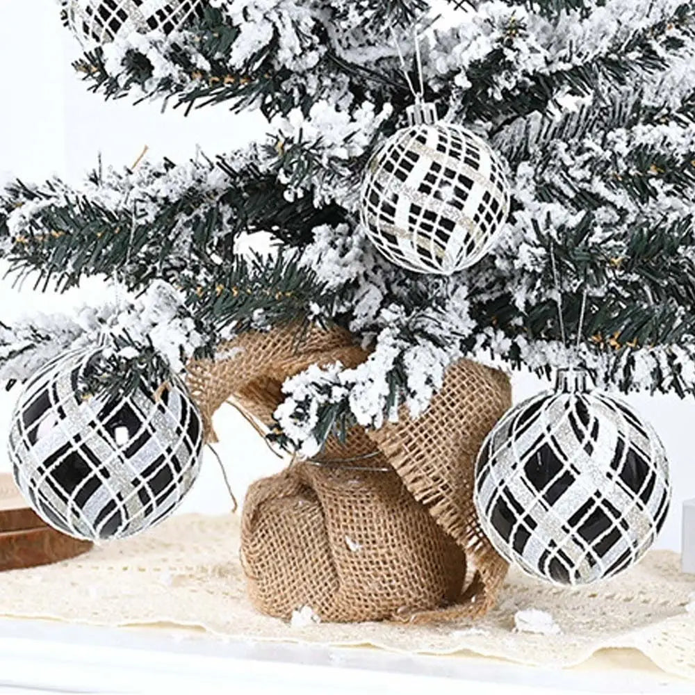 Bolas Natal Preto Branco Decoração de Natal Decorativa de 6 cm/6 Peças ou 8 cm/6 Peça