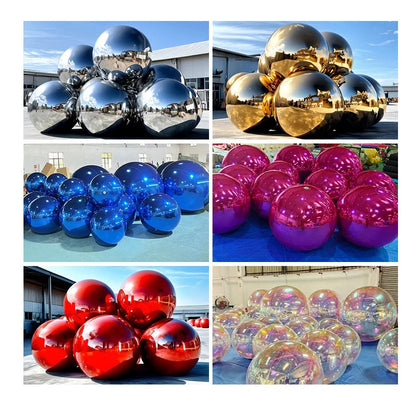 Bola de espelho inflável prateada, grande, brilhante, hermética, gigante, balão pendurar